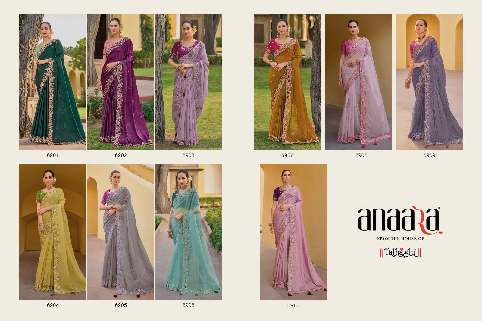 Anaara 6900 Series By Tathastu Designer Fancy Tissue Organza Silk Saree Orders In India